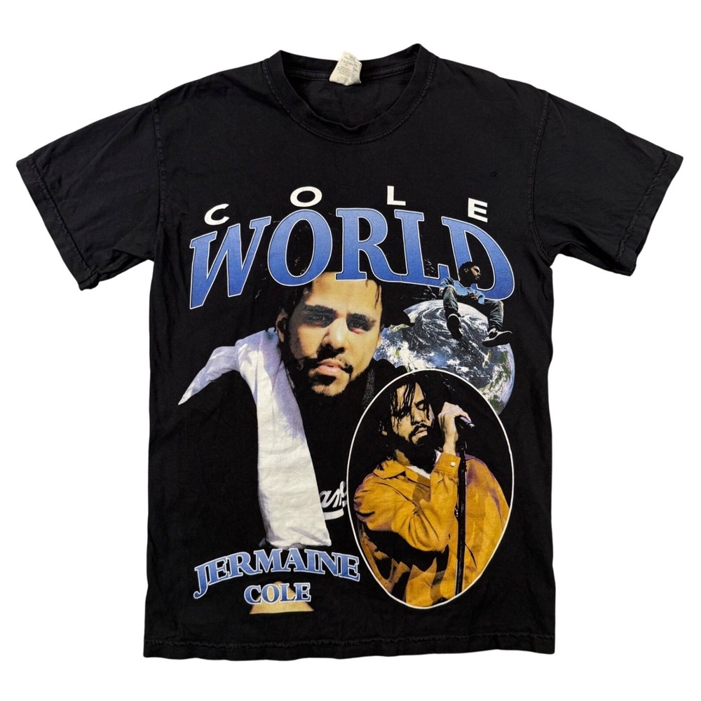 J Cole World Graphic T-Shirt Black Mens Small Rap Hip Hop Music Tee